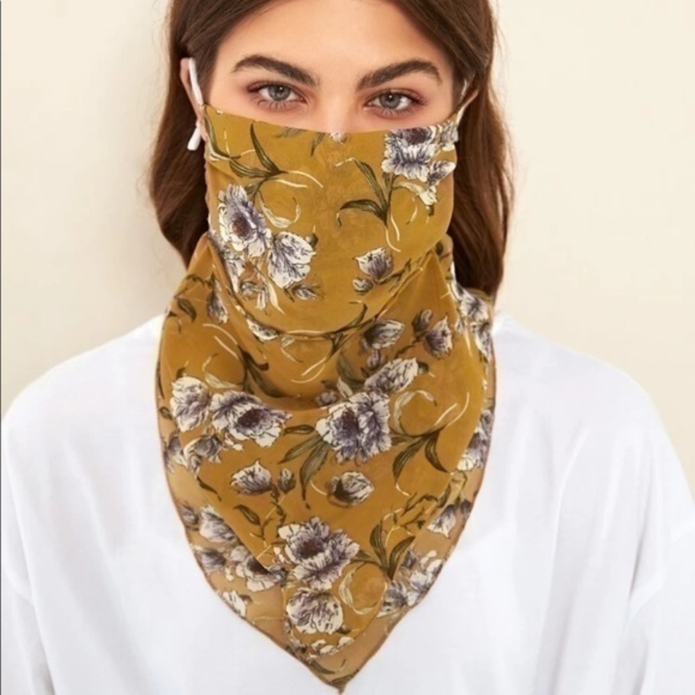 💋 NEW Chiffon floral face mask scarf